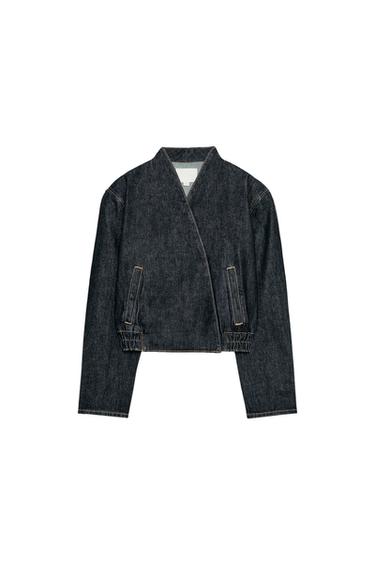 TRF Double-Breasted Denim Bomber Jacket - Dark indigo by Zara
