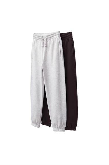 Zara TWO-PACK PLUSH PANTS - Gray marl