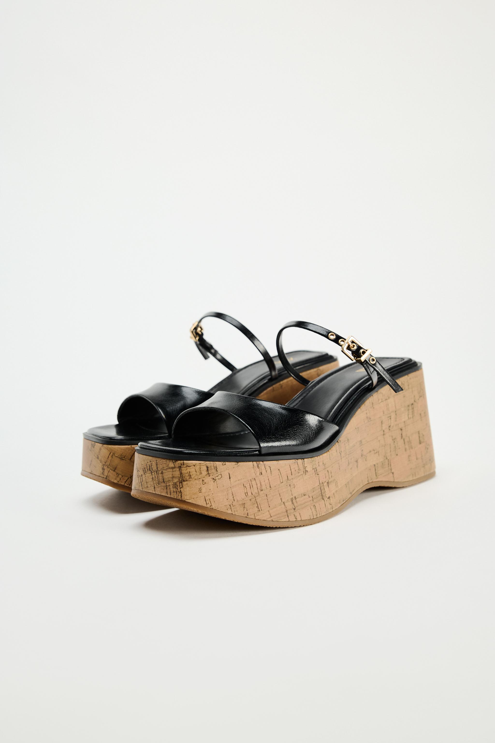 ☆ドイツ発*ZARA*新作*パテントウェッジヒールサンダル/BL☆ ウェッジ - レディース | ZARA 日本