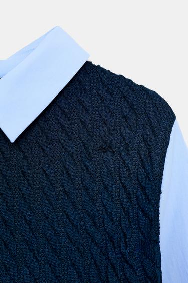 CONTRAST POPLIN SHIRT - Navy blue by Zara - Image 8