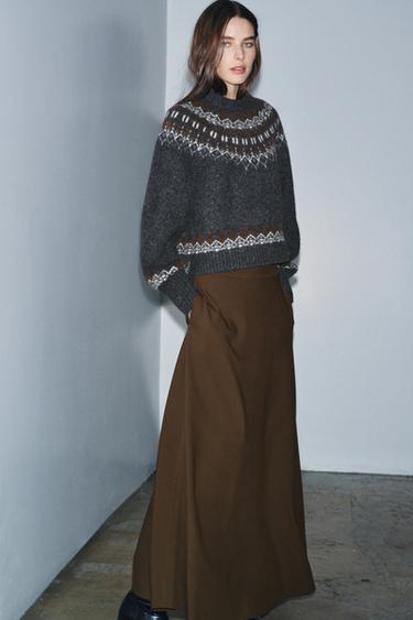 ZW COLLECTION LIMITED EDITION LONG SKIRT - Dark khaki by Zara