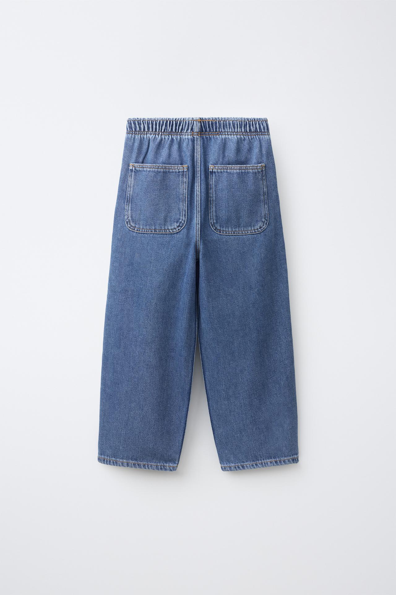 WASHED LOOSE JEANS — Mid-blue