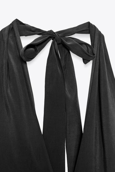 HALTER MIDI DRESS WITH TIE - Black by Zara - Image 8