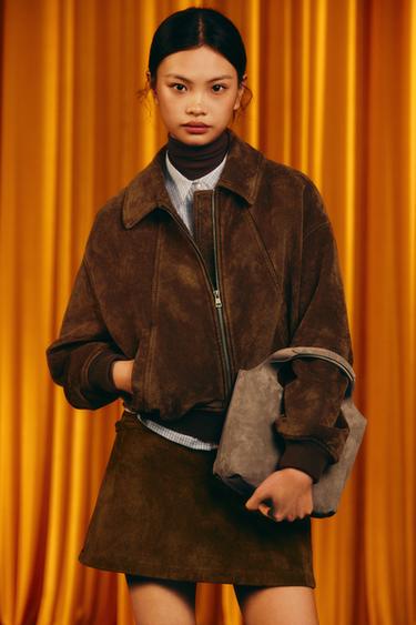 Zara 真皮迷你托特包 - 灰色