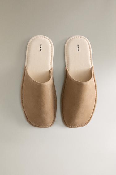 LEATHER MULE SLIPPERS - Taupe Grey by Zara - Image 2