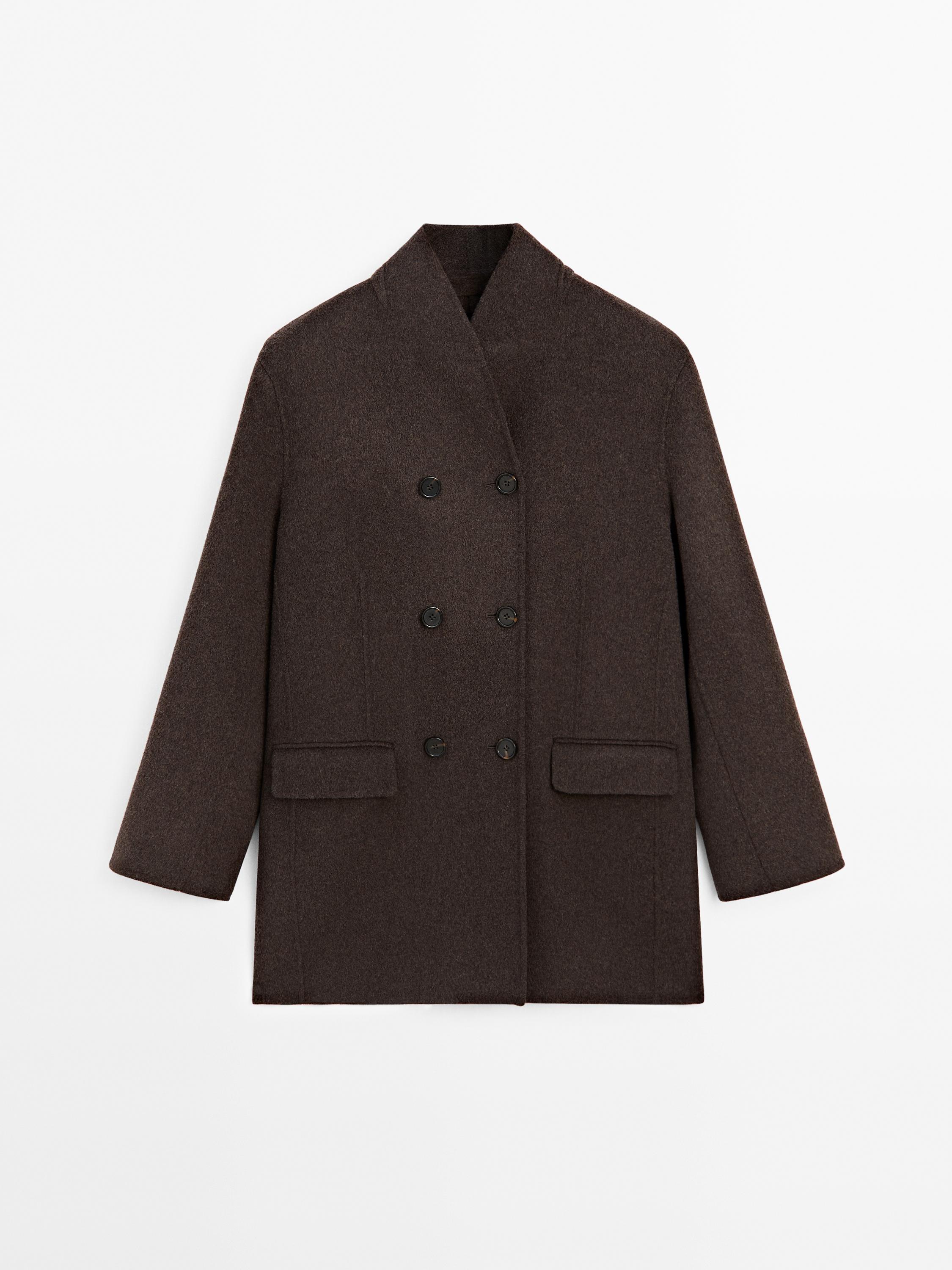 Manteau à col smoking en laine mélangée