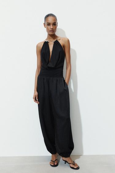 BODY DRAPEADO GOLA JOIA - Preto da Zara