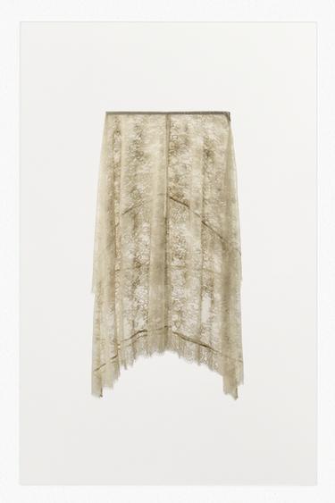SAIA MIDI ASSIMÉTRICA EM RENDA - Cru da Zara