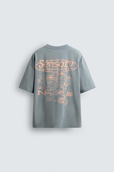 T-SHIRT IMPRIMÉ DÉLAVÉ - Bleu ciel délavé de Zara - Image 6