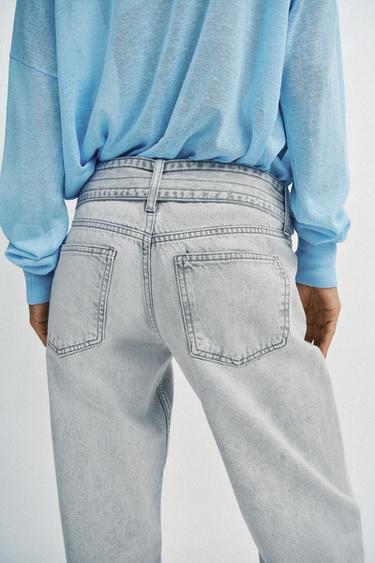 JEAN Z1975 DROIT TAILLE BASSE À CEINTURE - Gris clair de Zara - Image 6