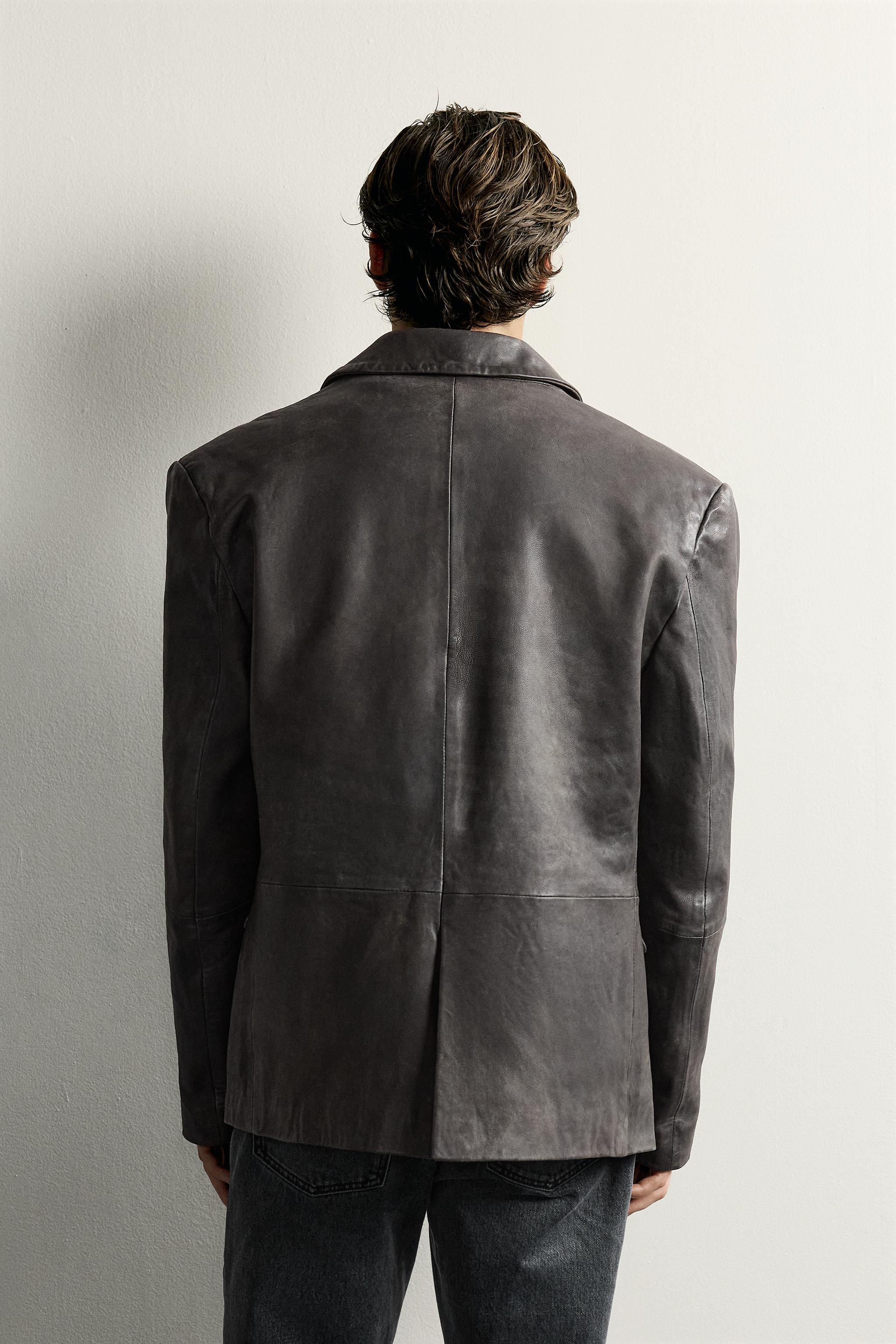 REGULAR FIT LEATHER BLAZER