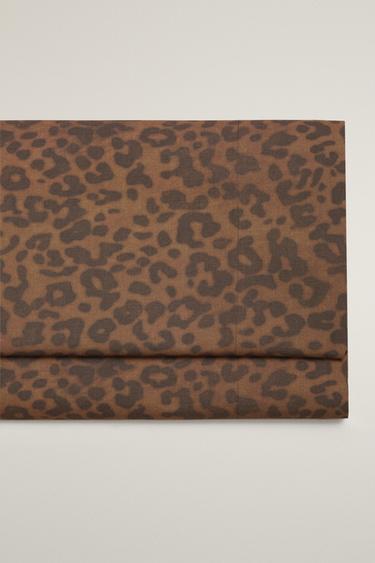 LEOPARD PRINT PERCALE FLAT SHEET (200 THREAD COUNT) - Dark brown by Zara - Image 0