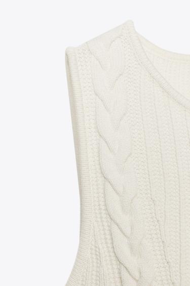 CABLE KNIT PEPLUM TOP - Ecru by Zara - Image 8
