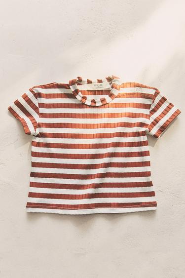 KIDS’ STRIPED BEACH RASH GUARD - Brick by Zara