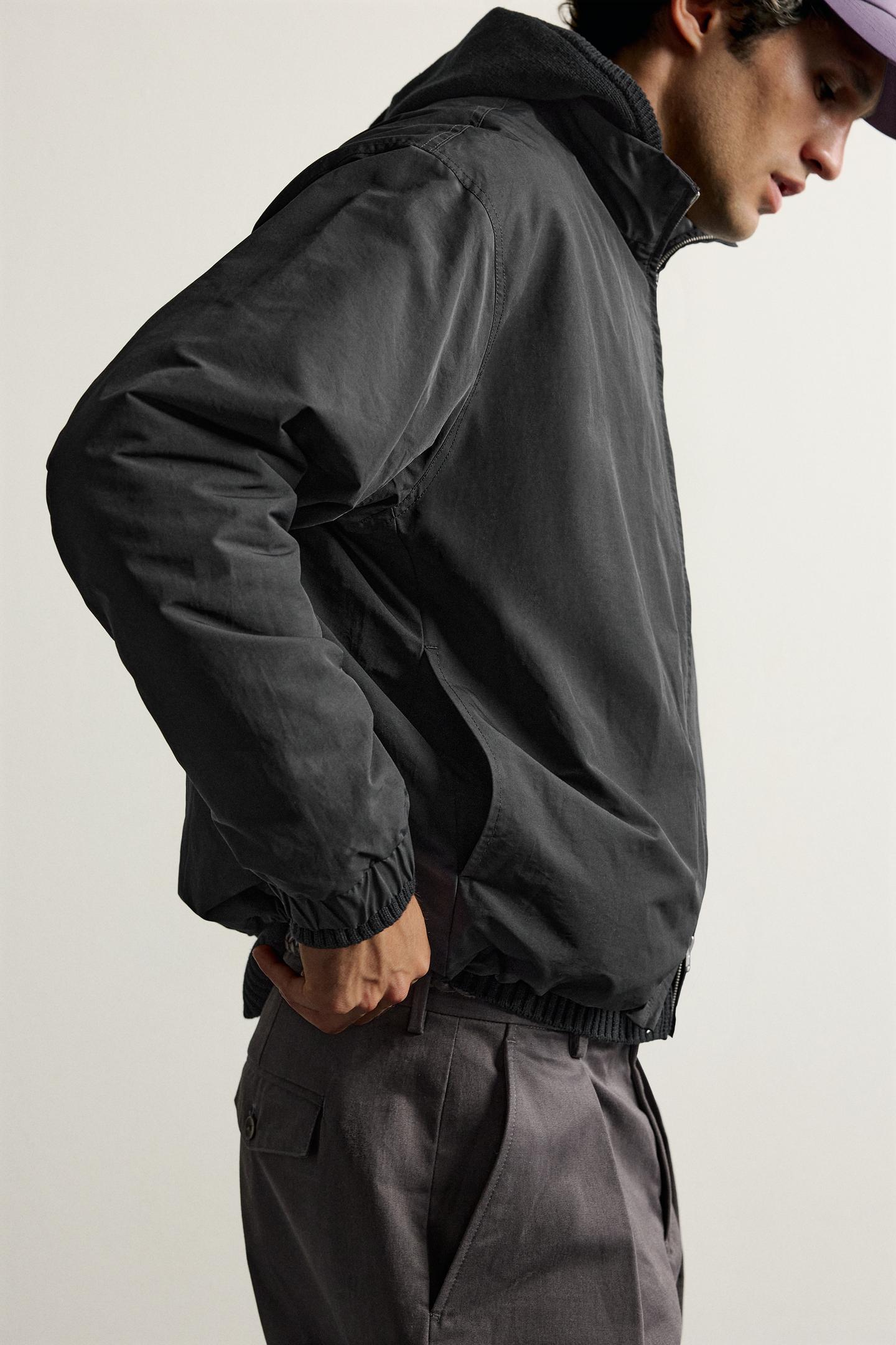 Мужская рубашка Zara Technical Padded Overshirt, цвет: Чёрный — фото 6