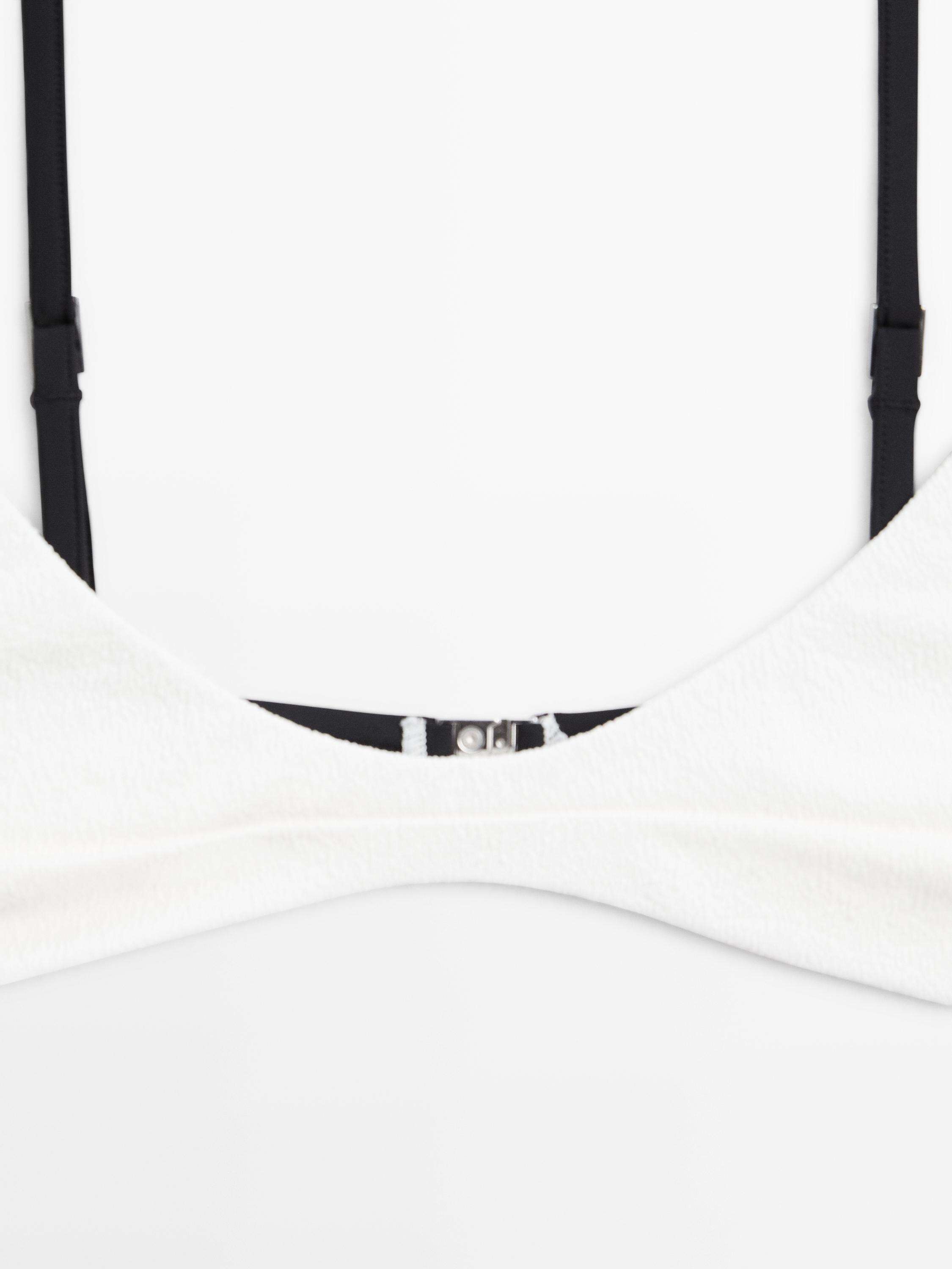 Contrast textured bikini top