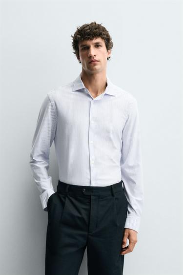 CAMISA REGULAR FIT - Blanco / Marino de Zara