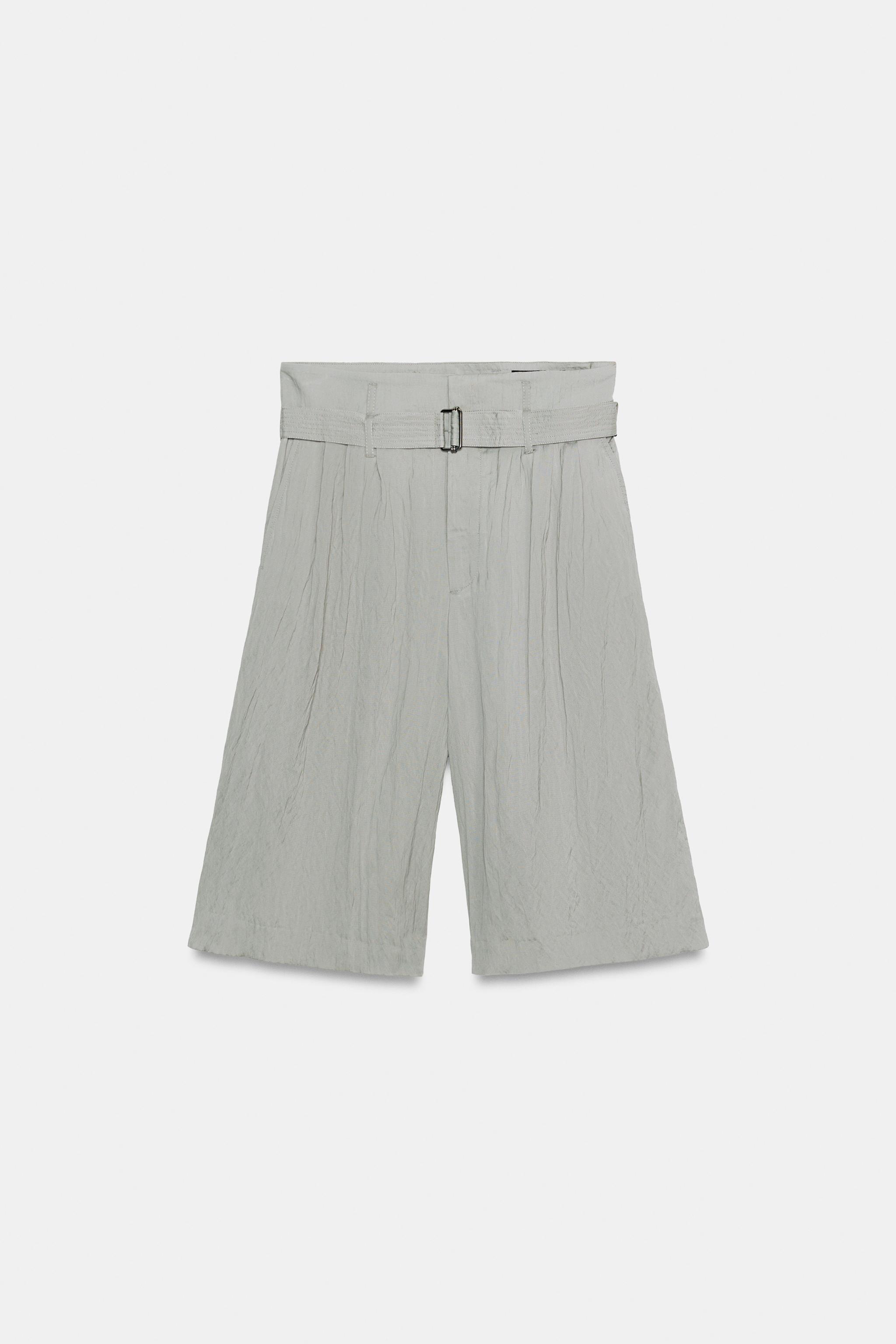 Zara ZW COLLECTION KEMERLİ VE PENS DETAYLI BERMUDA görsel 5