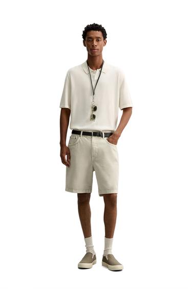COTTON-BLEND KNIT POLO SHIRT - Ecru by Zara