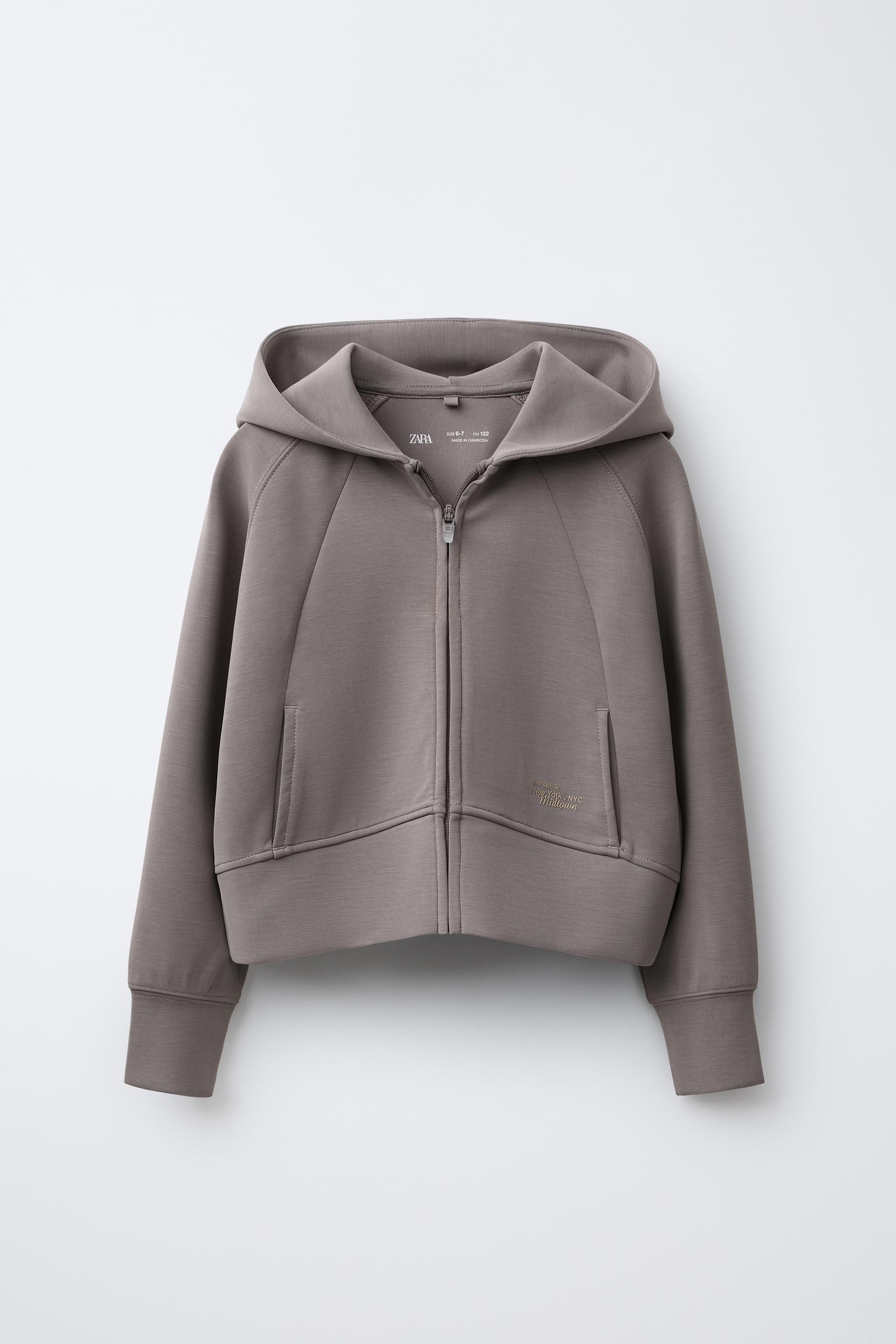 TEXT MODAL ZIP-UP JACKET Brown Taupe ZARA India - Main Image