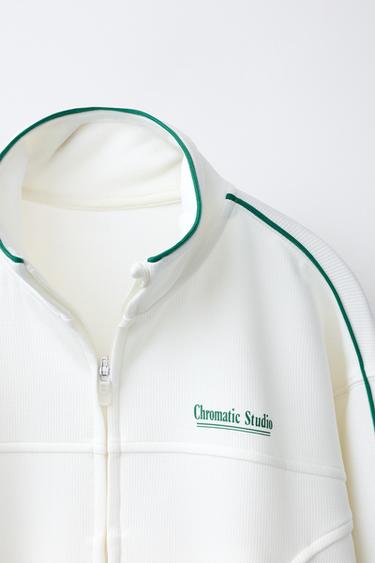 SWEAT CÔTELÉ ZIPPÉ LISERÉS CONTRASTE - Écru clair de Zara - Image 2