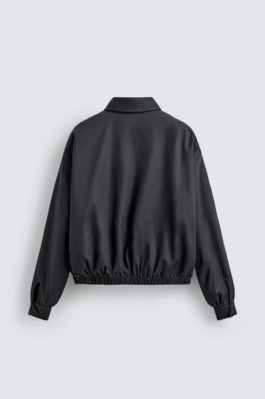 BLOUSON COURT EN COTON ET CUPRO - Bleu de Zara - Image 6