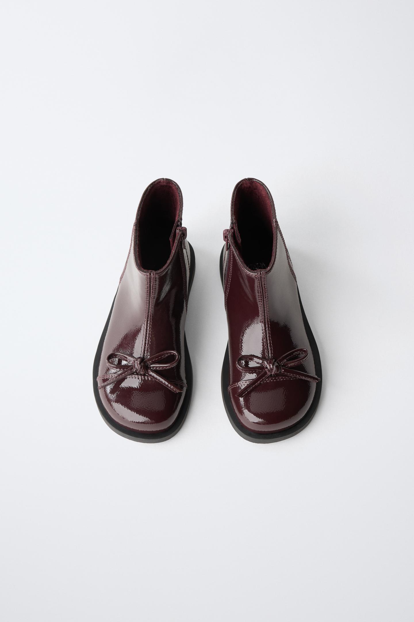 Детские ботинки Zara Patent Bow Ankle, цвет: Бордовый красный — фото 4
