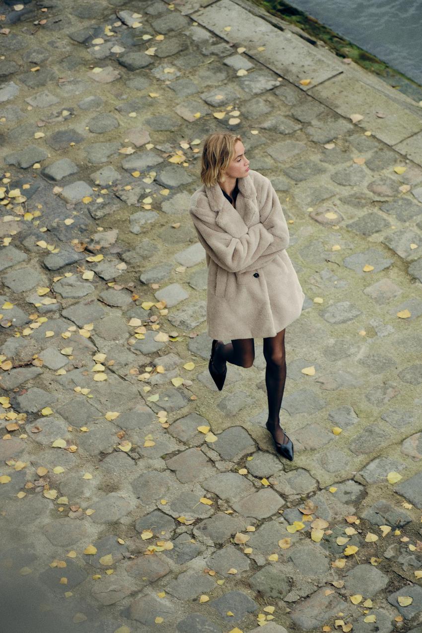 フェイクファー コート - グレー | ZARA Japan / 日本
