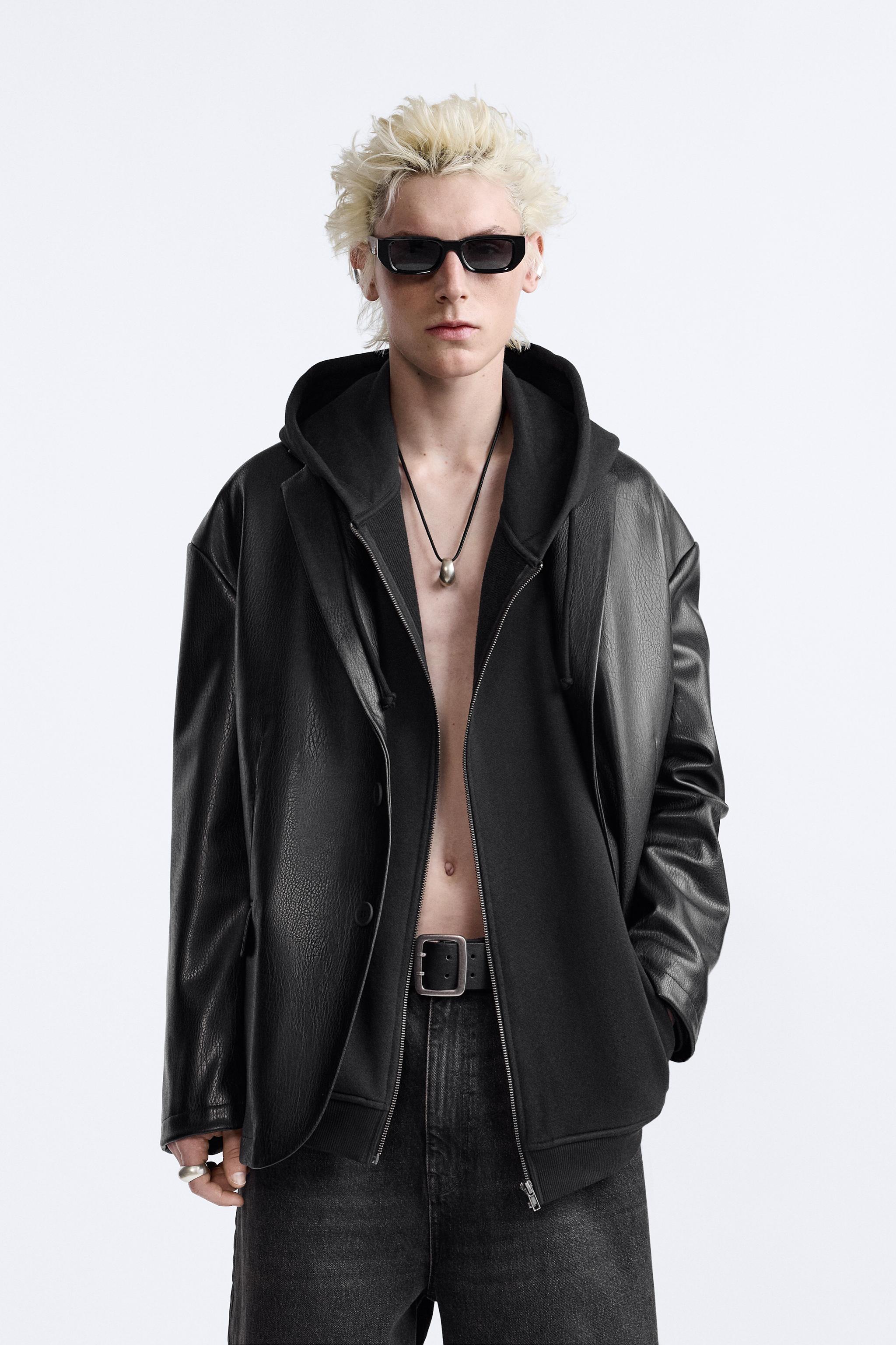 Zara faux leather jacket mens sale