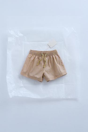 Zara ZARA TIMELESS – PRUGASTE BERMUDE ZA KUPANJE – Smeđa – Slika 0