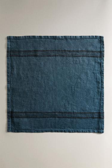 PACK OF COLOURED HEAVY-LINEN NAPKINS (PACK OF 2) - Blue by Zara - Image 1
