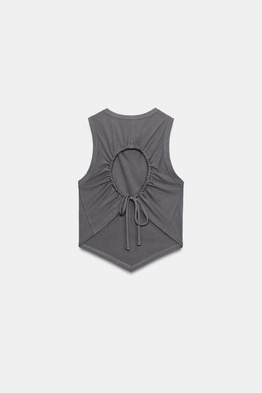 TOP FLUIDE OUVERT AU DOS - Gris bleu de Zara - Image 4