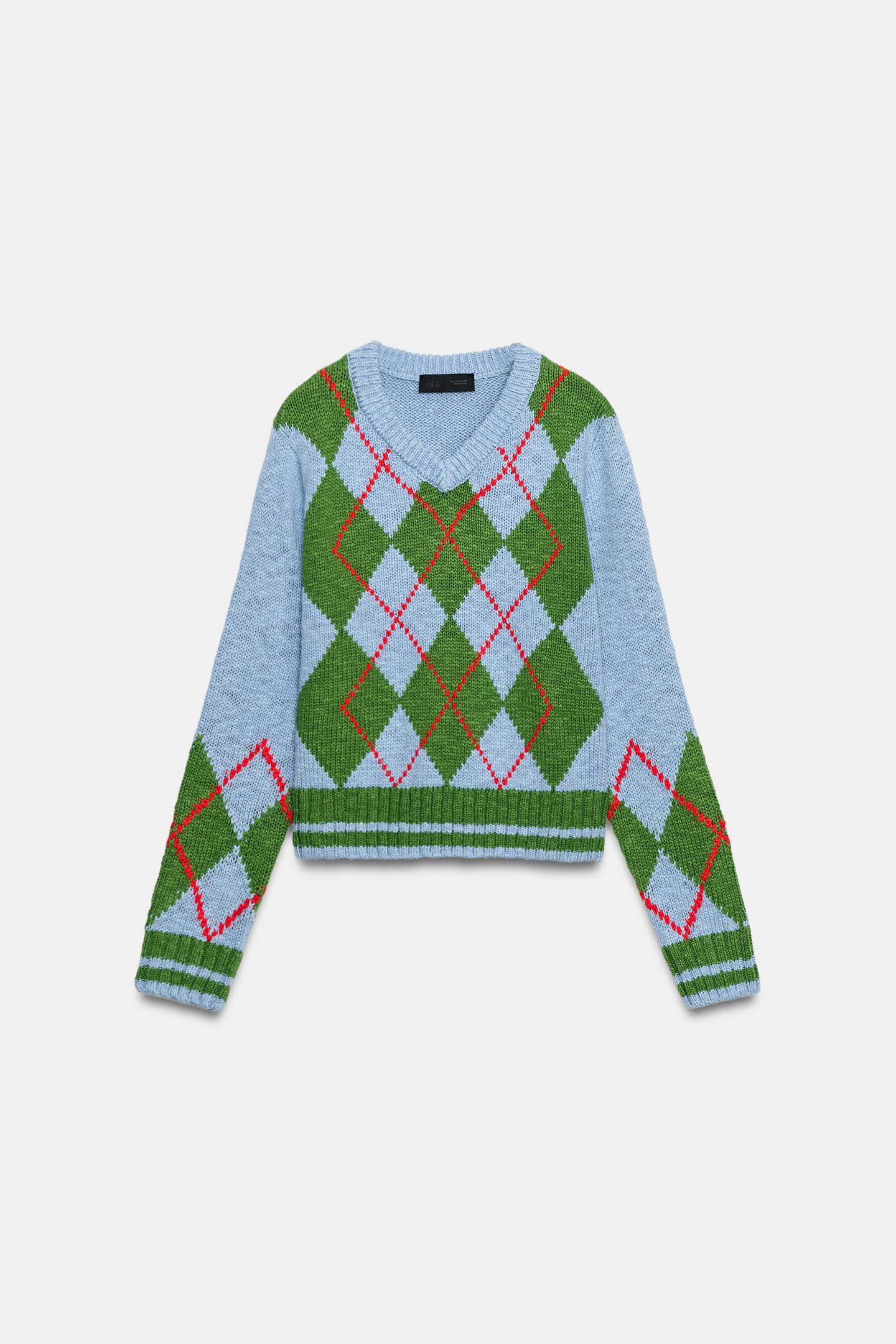 Женский свитер Zara Argyle Knit, цвет: Разноцветный — фото 5