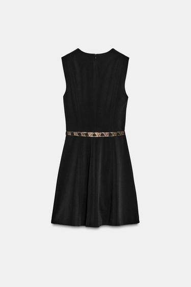 MINI DRESS WITH GOLDEN BELT - Black by Zara - Image 7