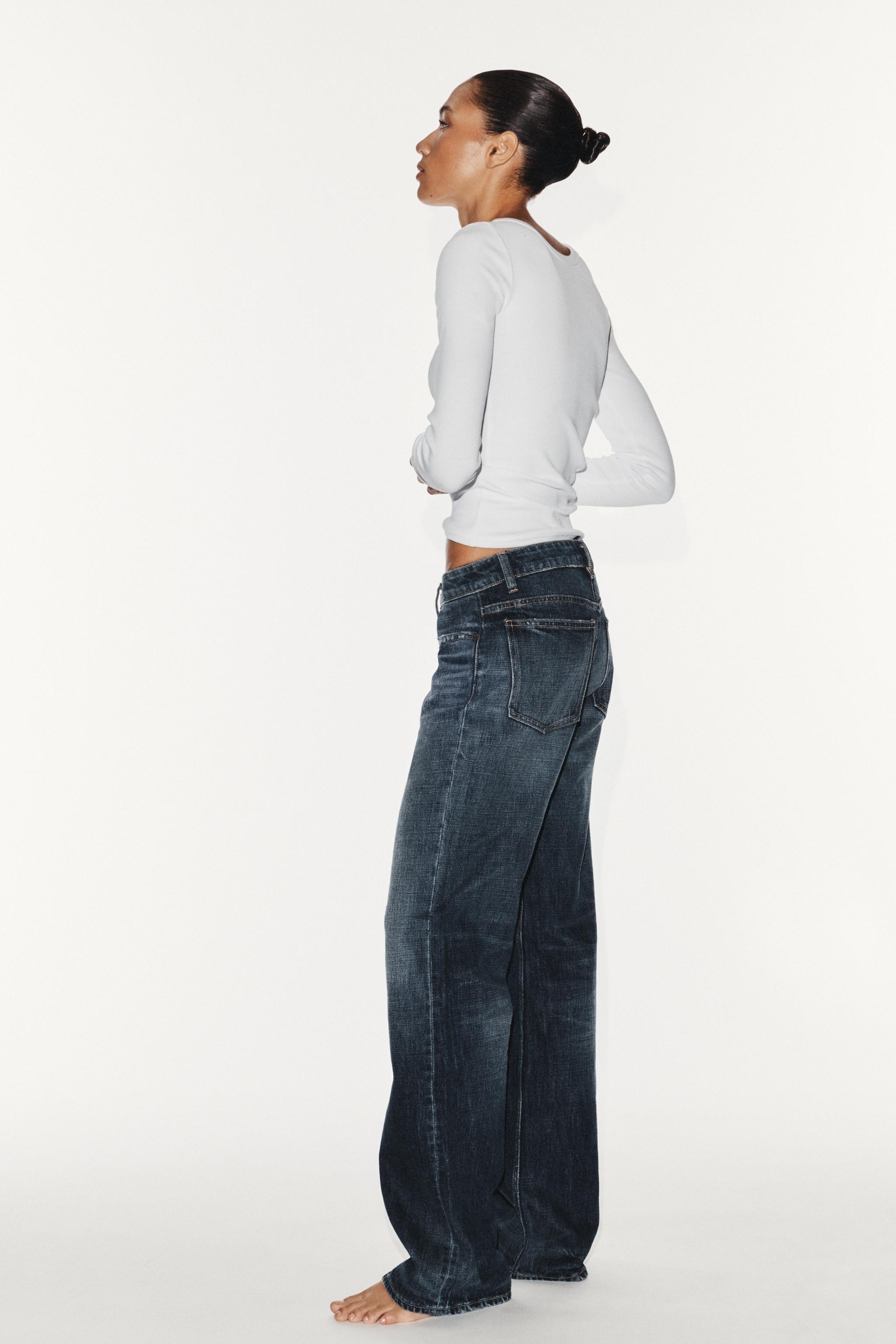 Zara Trf Düşük Bel Geniş Paça Jean görsel 4