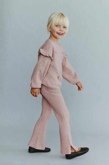 FLARE KNIT LEGGINGS - Pink marl by Zara