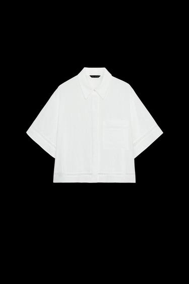 CAMISA CORTA VAINICA - Blanco roto de Zara