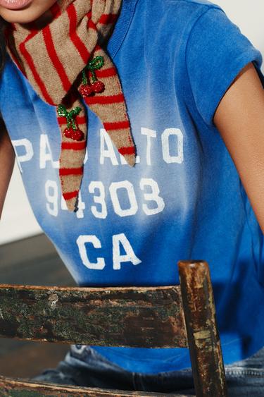 CHERRY STRIPE KNITTED BANDANA - camel by Zara