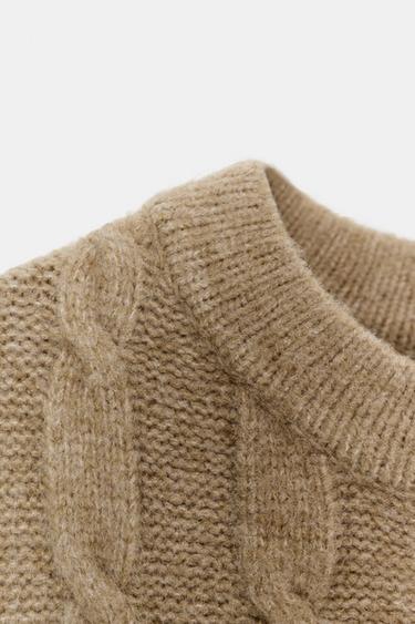 TOP GILET EN MAILLE TORSADÉE - Camel clair de Zara - Image 7