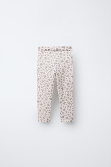 FINE KNIT FLORAL PRINT LEGGINGS - Beige-pink by Zara - Image 1