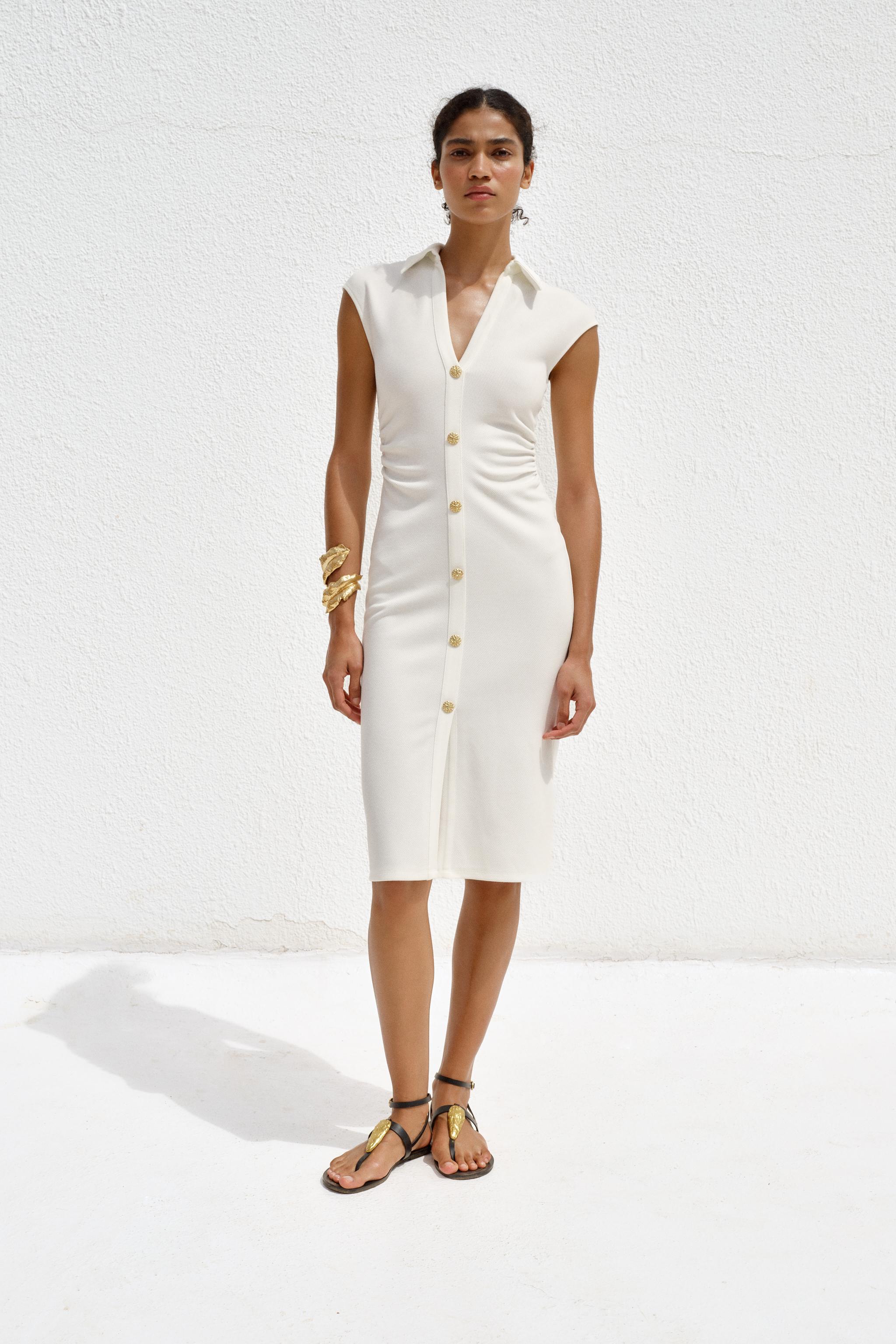PIQUÉ SHIRT DRESS Oyster-white ZARA United States