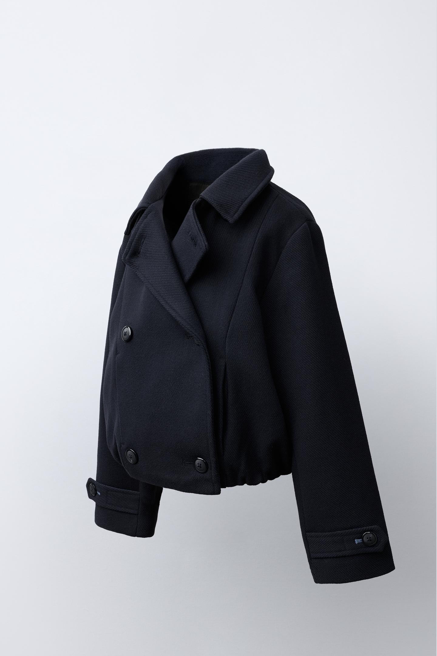 Детское пальто Zara Short Wool-Blend, цвет: Тёмно-синий — фото 2