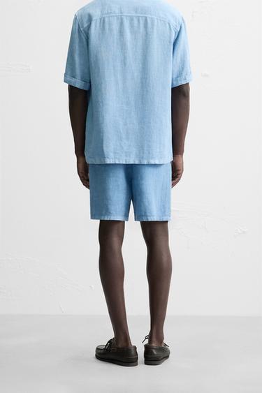 WASHED 100% LINEN BERMUDA SHORTS - Bluish by Zara - Image 2