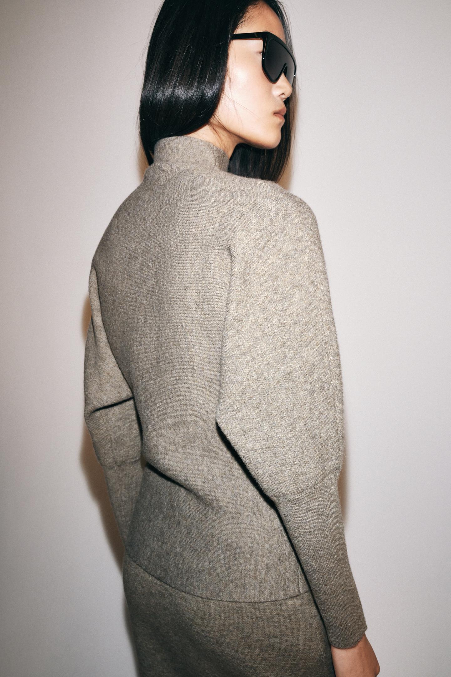 Женский свитер Zara High Neck Knit, цвет: Серо-коричневый серый — фото 3