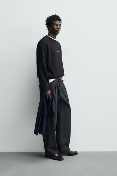 REGULAR FIT PRINTED SLOGAN SWEATSHIRT - Black by Zara - Image 3