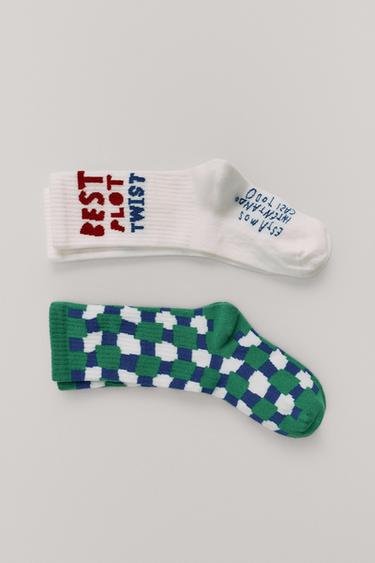 2-PACK OF CLARA CEBRIAN © PRINT MID-CALF SOCKS - White by Zara