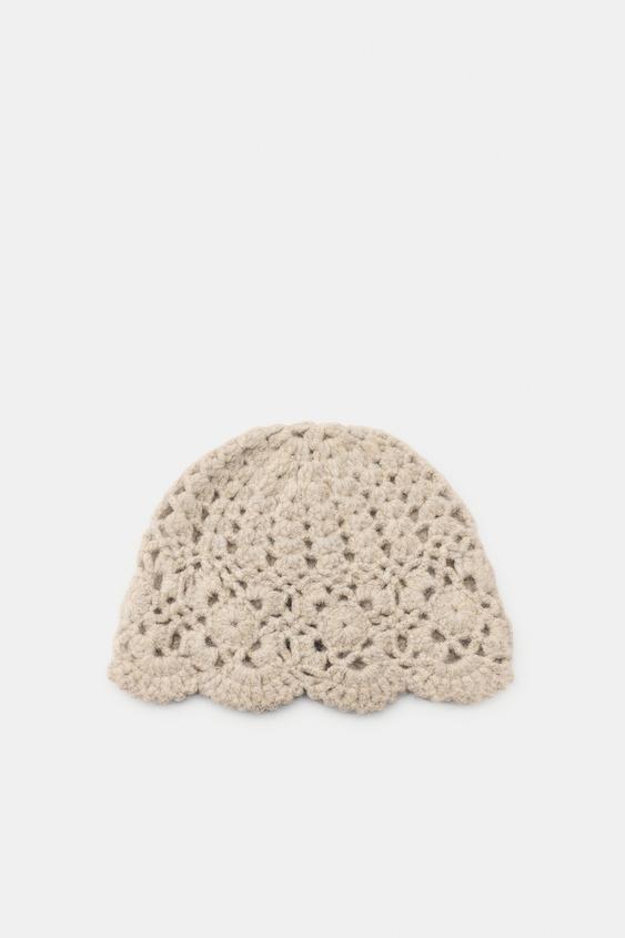 BONNET CASQUETTE EN MAILLE - Beige de Zara - Image 3