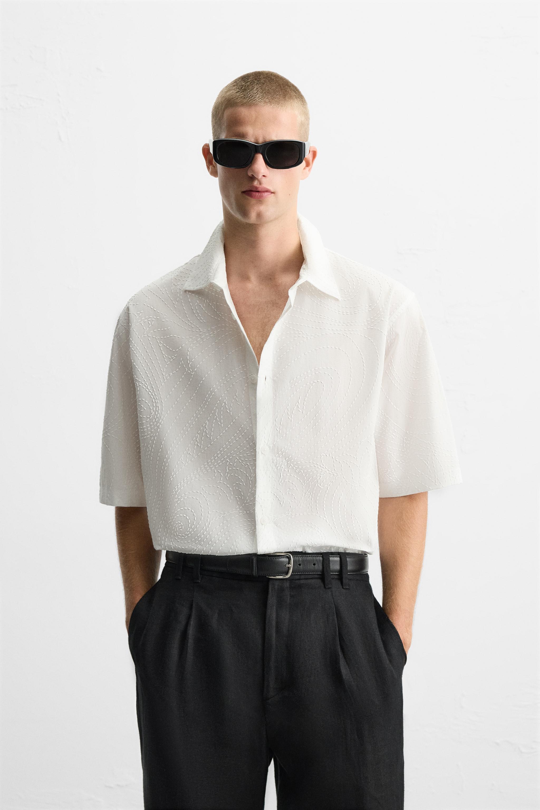 テクスチャー入りリラックスフィットシャツ - ホワイト | ZARA