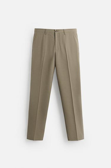 TEXTURED SUIT TROUSERS - Brown / Taupe by Zara