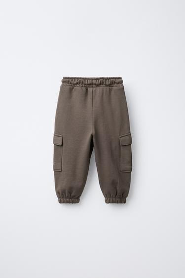 FLEECE CARGO JOGGERS - Brown / Taupe by Zara - Image 1